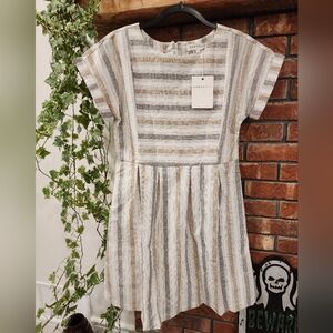 DownEast Dress - Cream and Gray Stripes